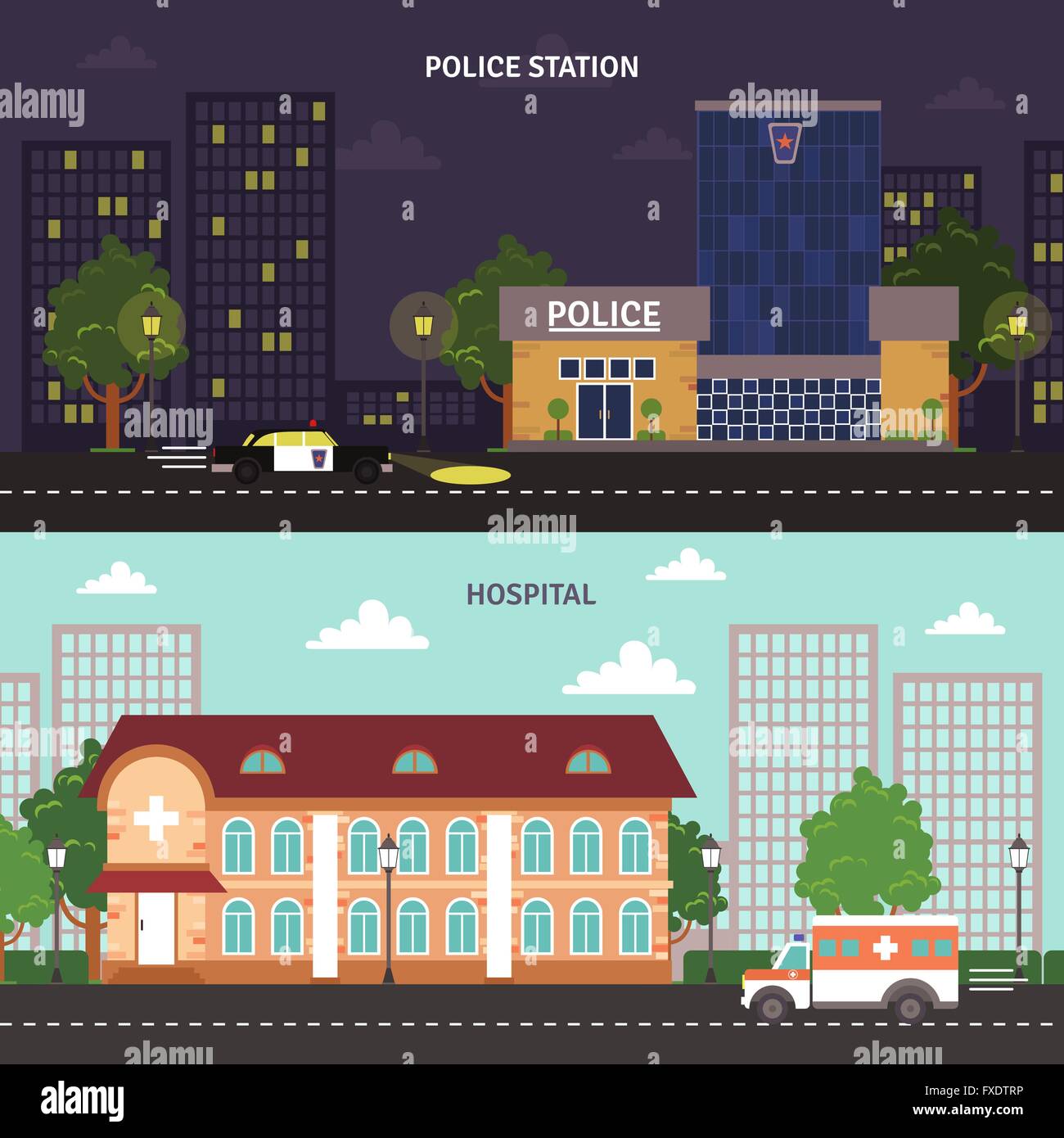 Urban landscape horizontal banners set Stock Vector Image & Art - Alamy