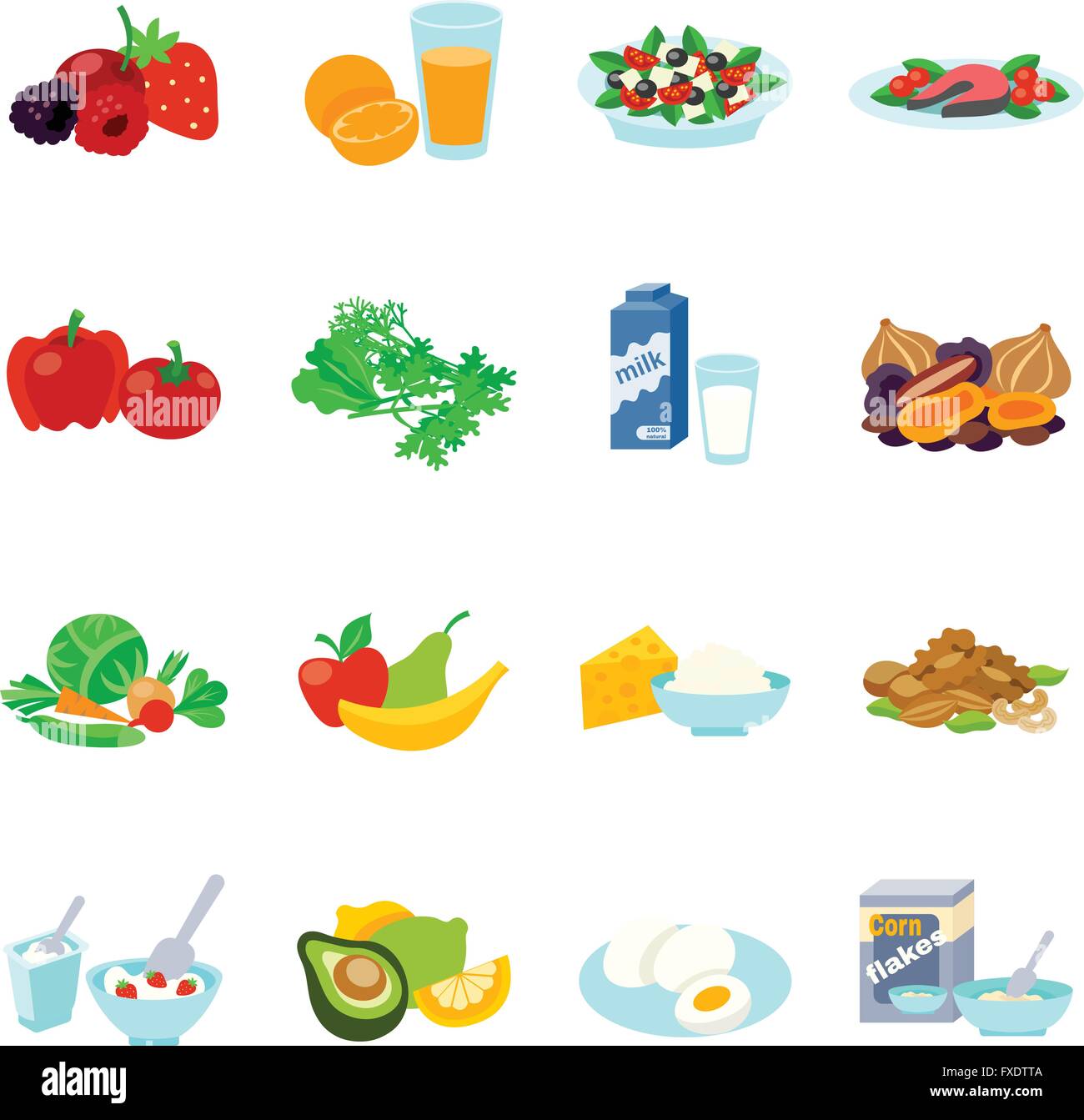 Healthy Food Flat Icons Set Stock Vector Image & Art - Alamy