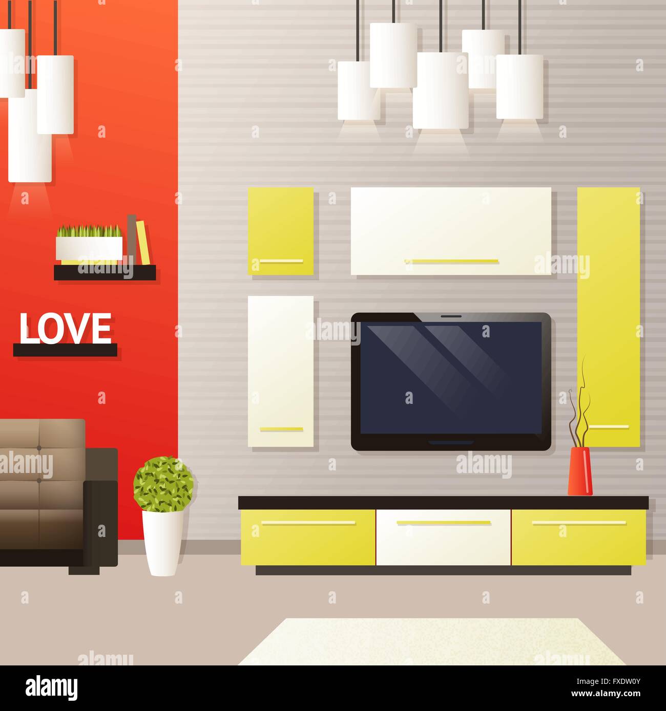 Living Room Interior Stock Vector Image & Art - Alamy