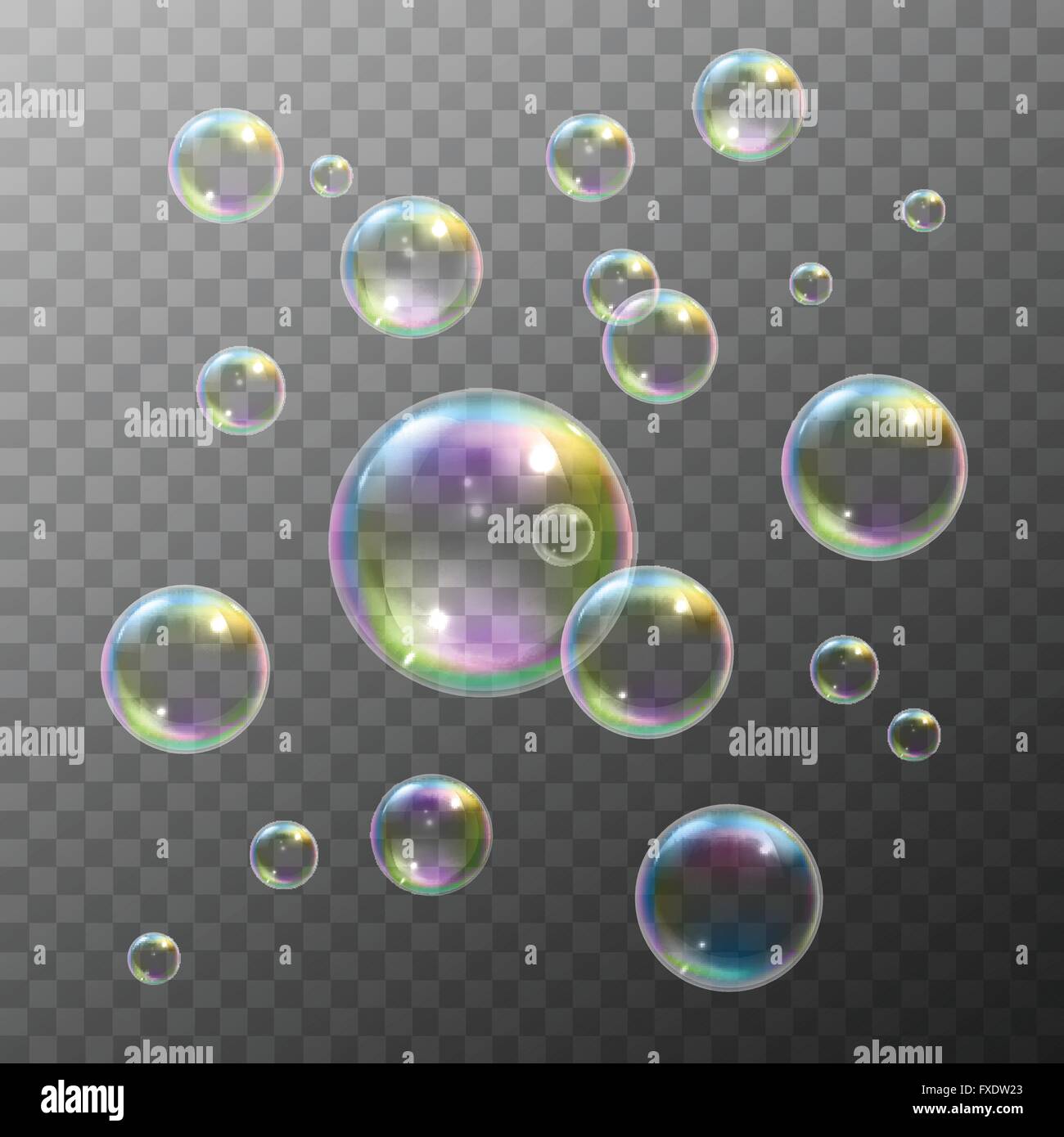 Soap bubbles realistic set on transparent background isolated vector ...