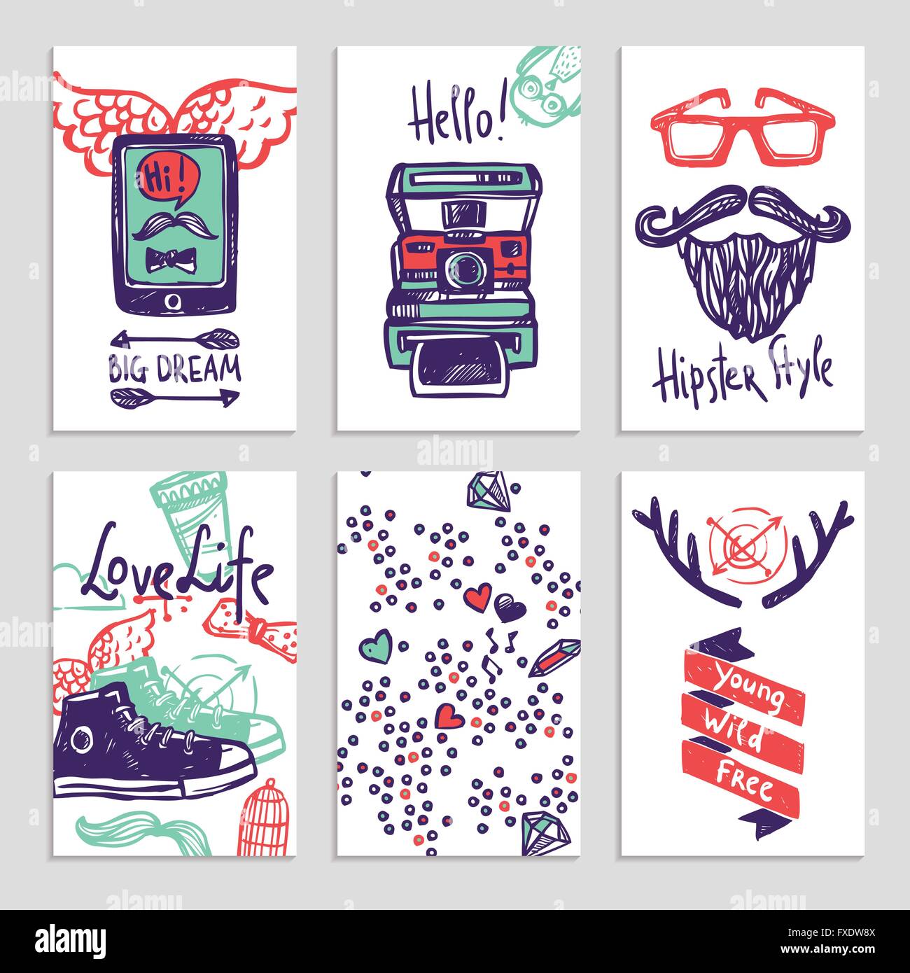 Hipster Sketch Banner Set Stock Vector Art Illustration Vector