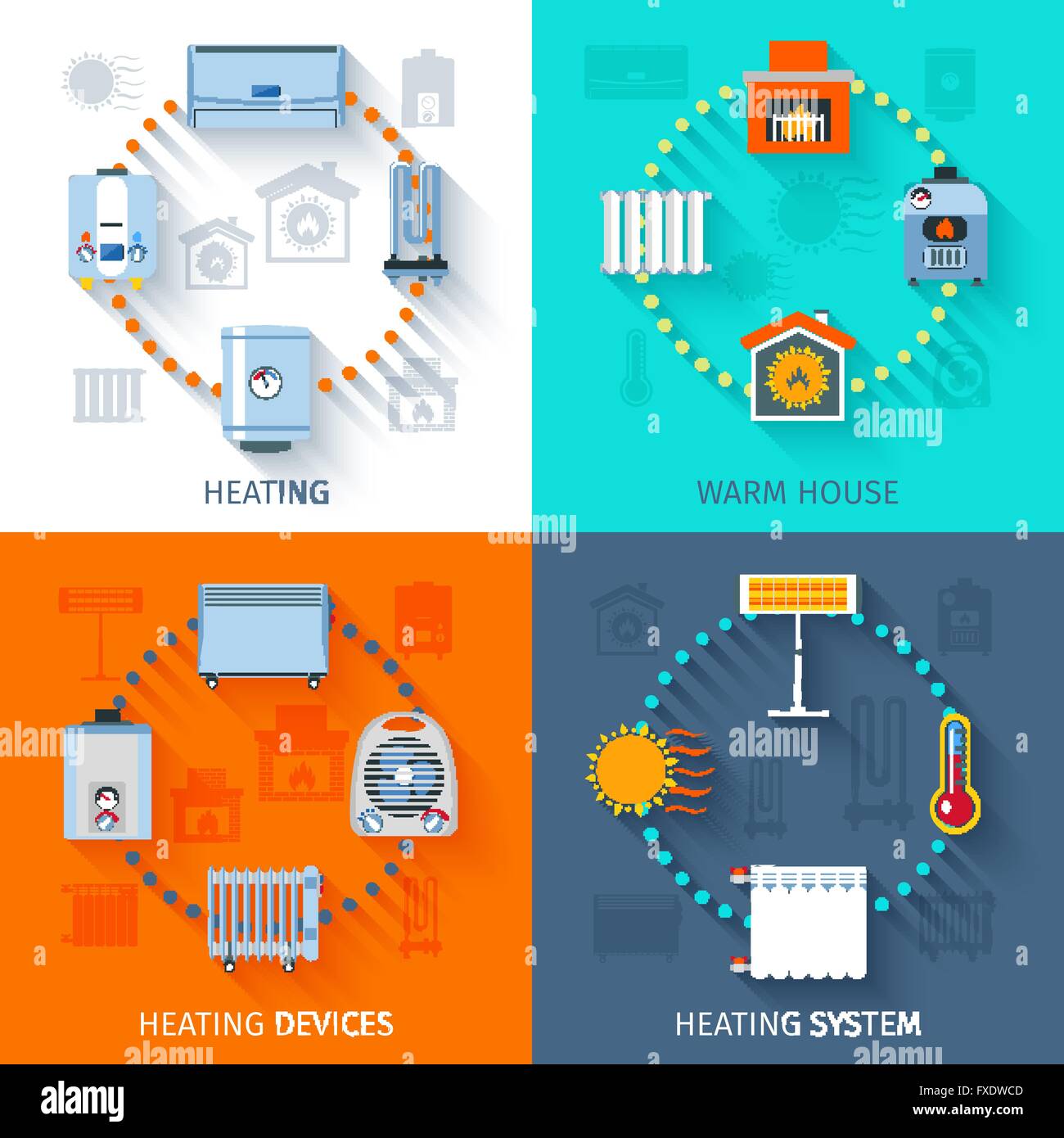 Heating System Icon Set Stock Vector Image & Art Alamy