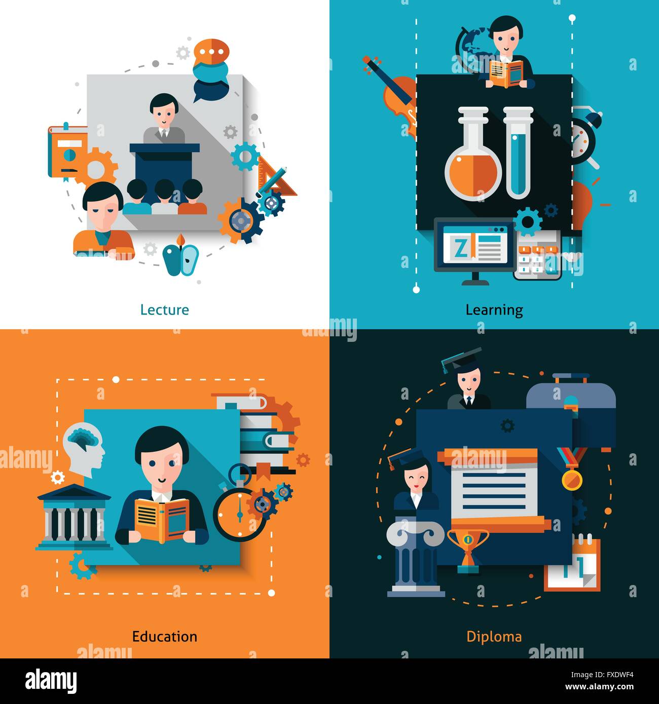 University Flat Set Stock Vector Image & Art - Alamy