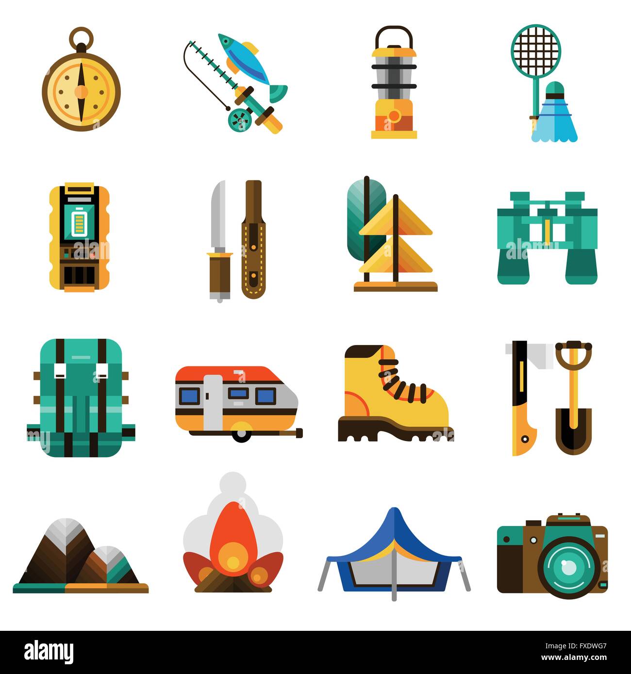 Camping Icons Set Stock Vector Image & Art - Alamy