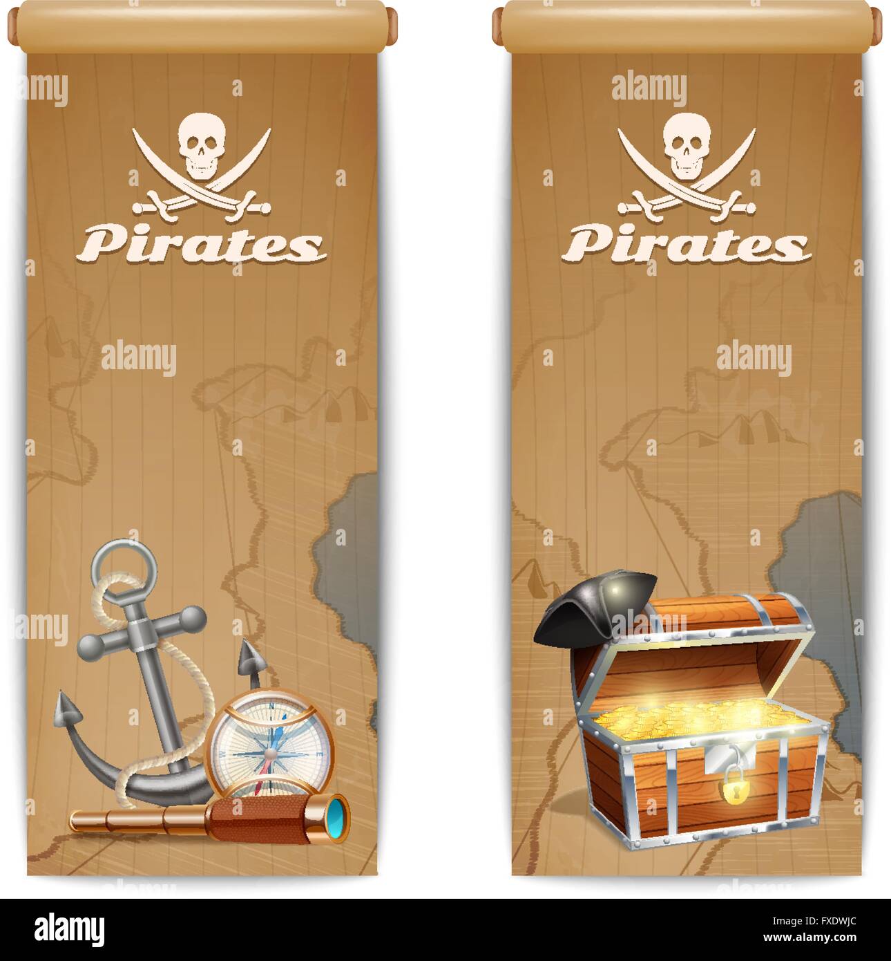 Pirate Banner Vertical Stock Vector Image & Art - Alamy