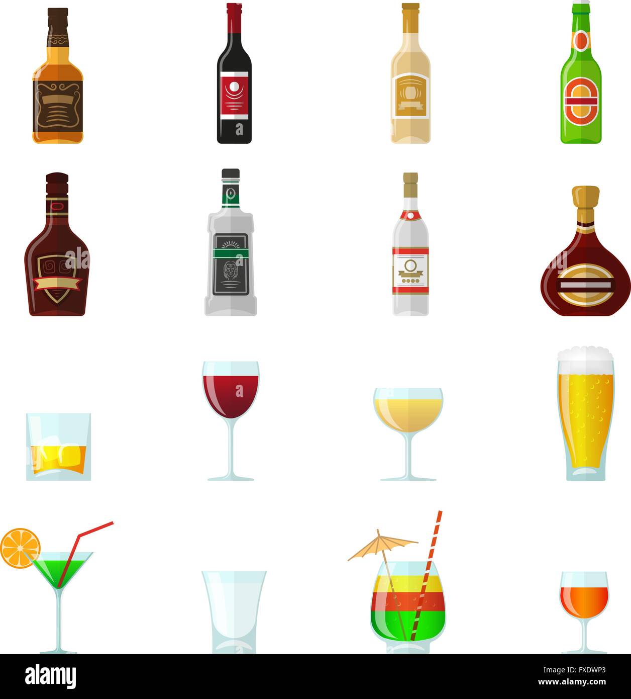 Alcohol Flat Icons Stock Vector Image & Art - Alamy