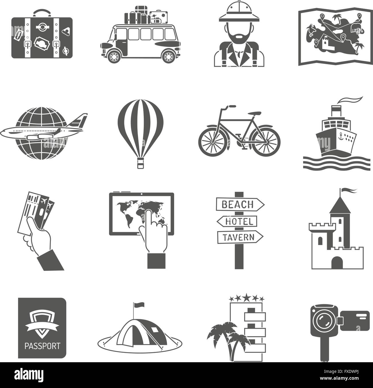 Travel Icons Black Set Stock Vector Image & Art - Alamy