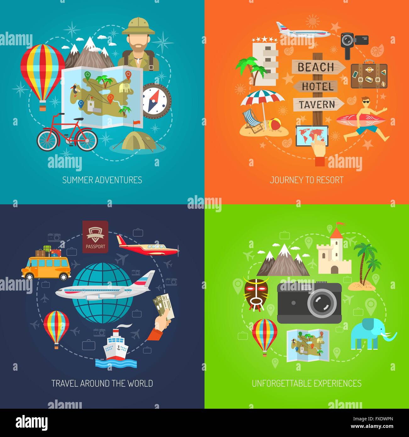 Travel Flat Decorative Icon Set Stock Vector Image & Art - Alamy