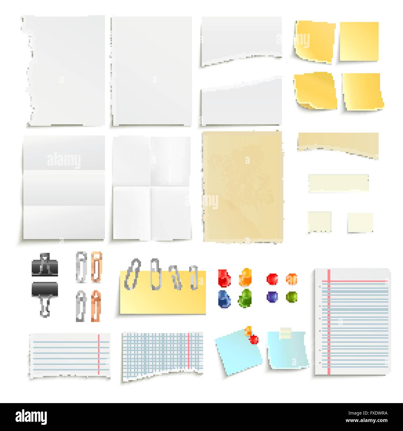 Paper Notes And Clips Object Set Stock Vector Image & Art - Alamy