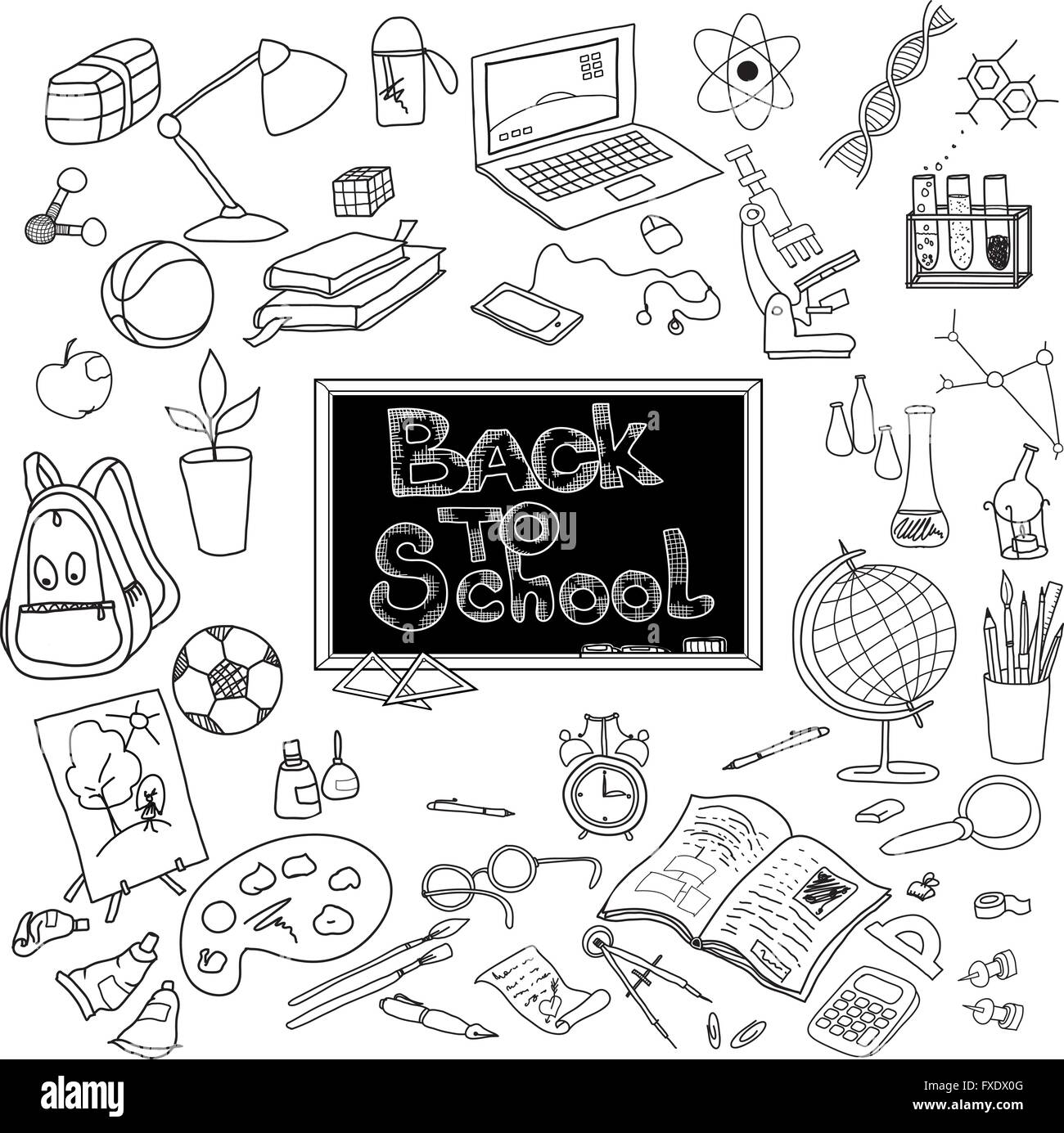 Back to school doodle poster black Stock Vector Image & Art Alamy