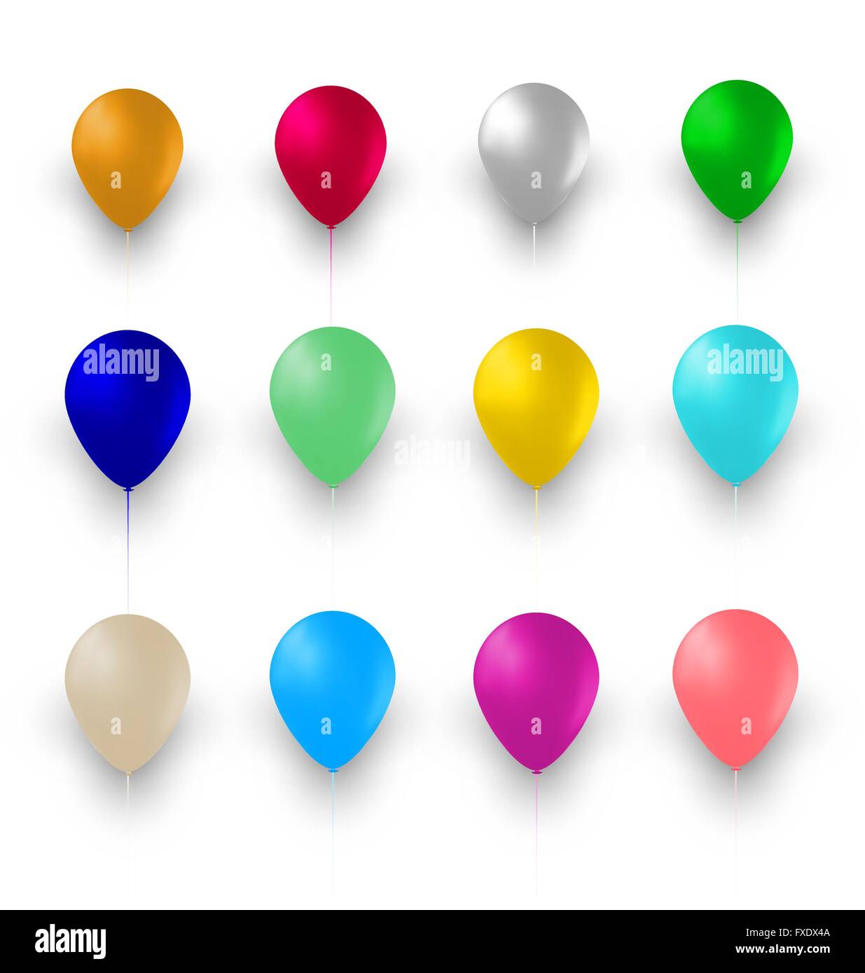Set of Colorful Air Balloons Isolated on White Background Stock Vector ...