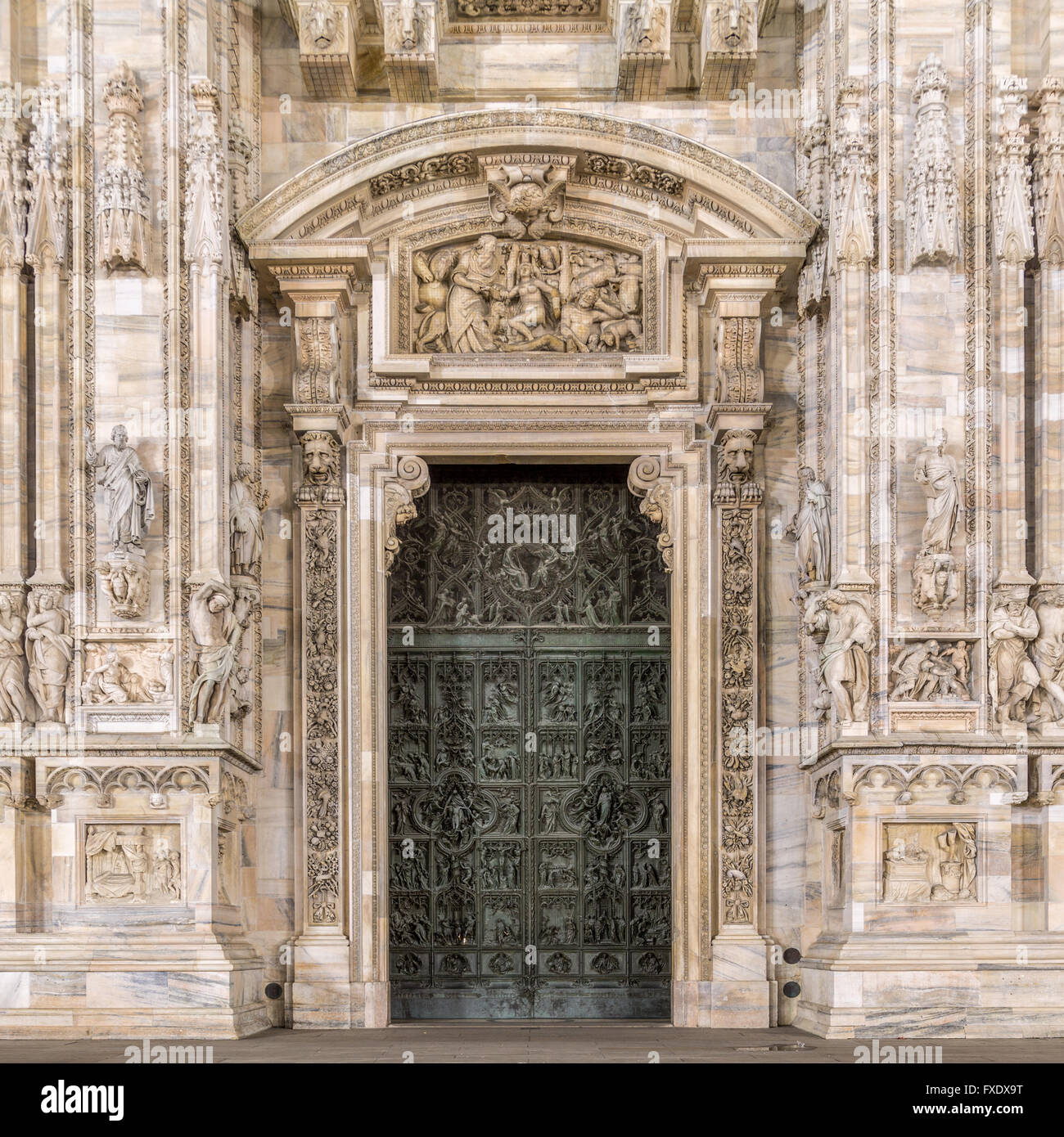 Entrance of Milan Cathedral, Piazza del Duomo, Milan, Italy Stock Photo