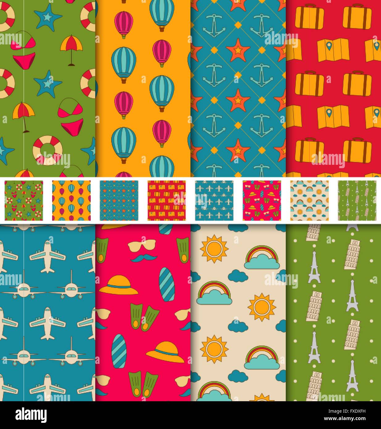 Collection Colorful Seamless Wallpapers or Backgrounds Stock Vector