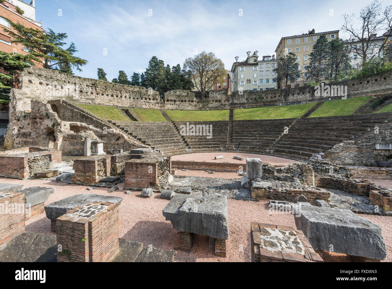 Roman Theatre, venue of the annual Teatro Romano Festival, Trieste, Friuli-Venezia Giulia, Italy Stock Photo