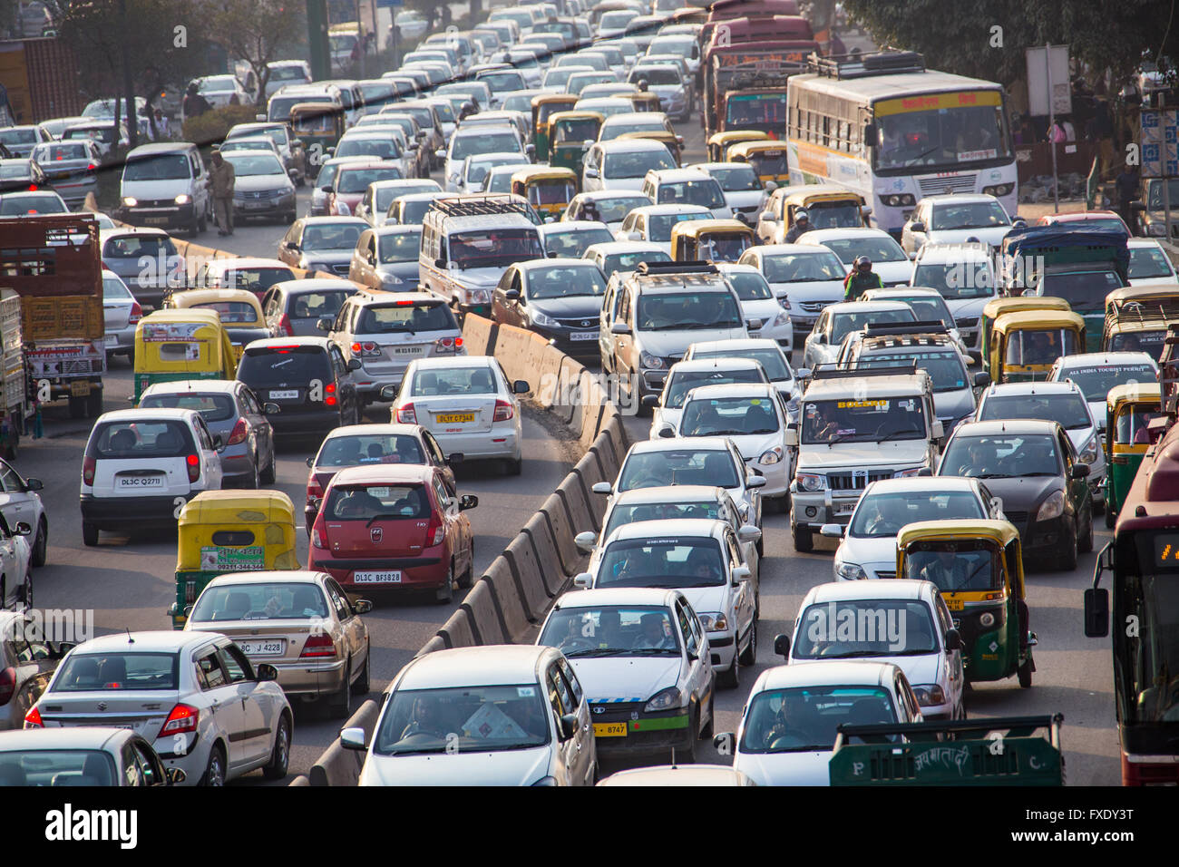 Crowded Ring Road in Delhi, India Stock Photo