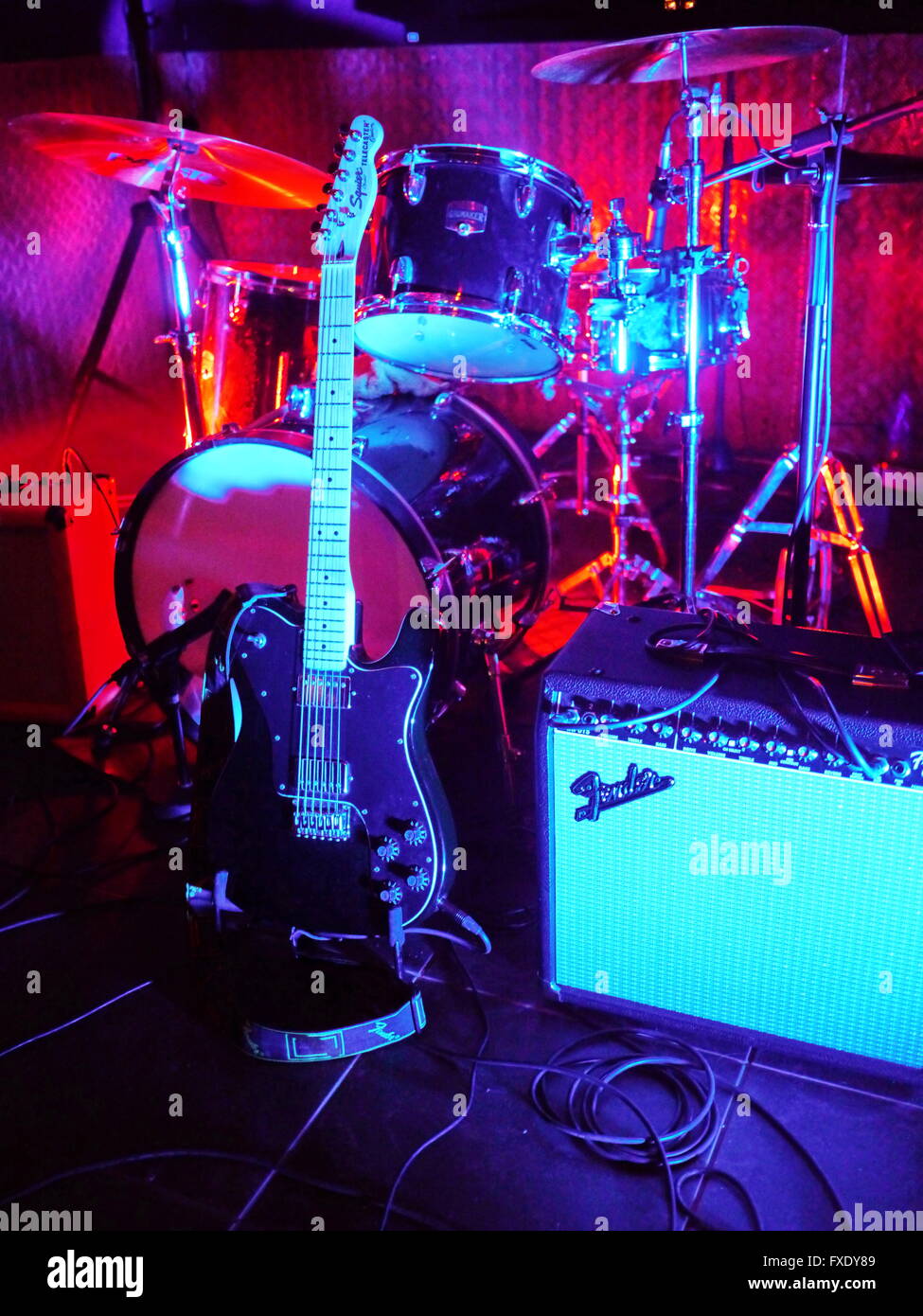 Musical instruments, electric guitar and drums Stock Photo - Alamy