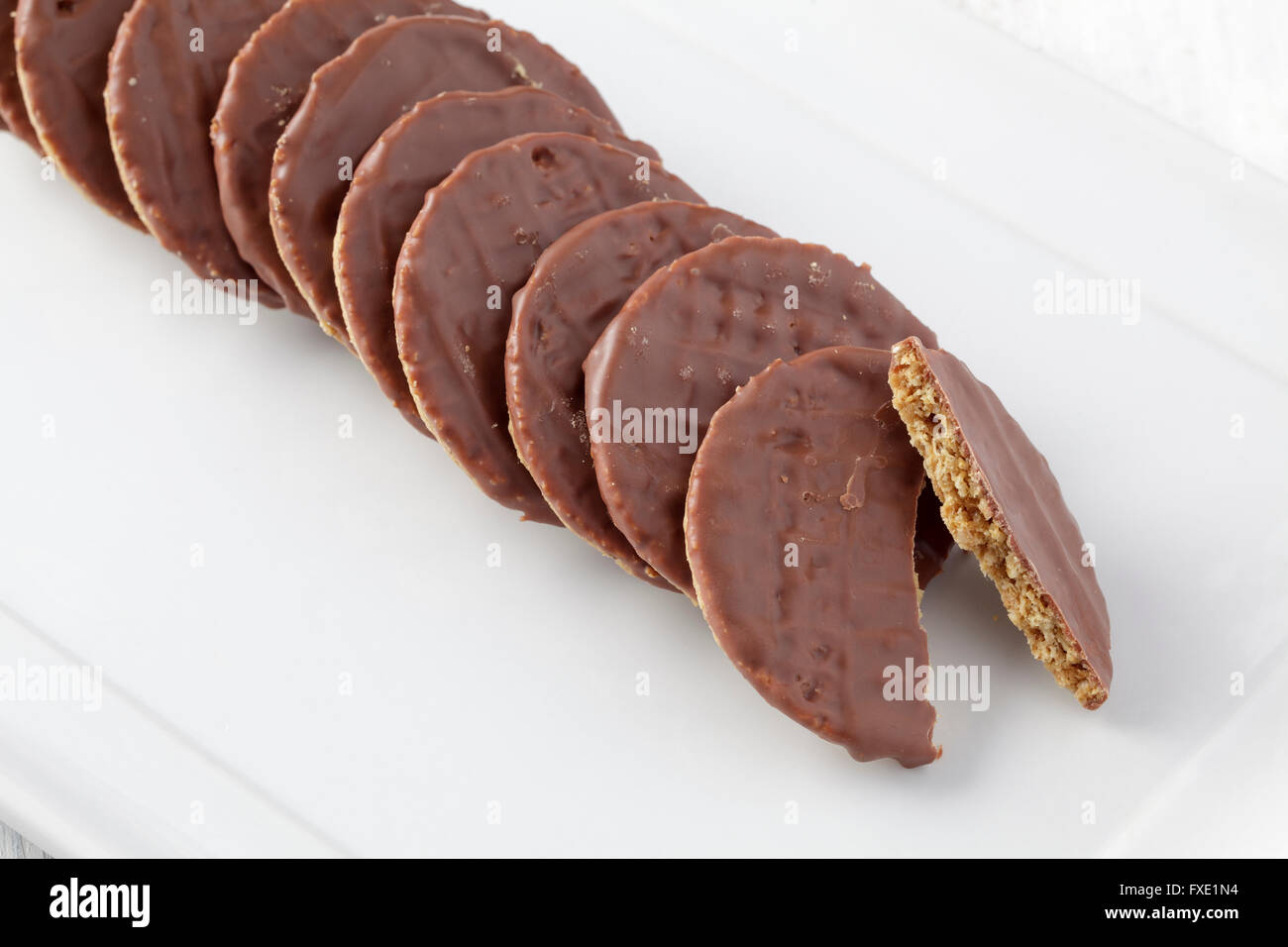 Chocolate oat biscuits Stock Photo Alamy