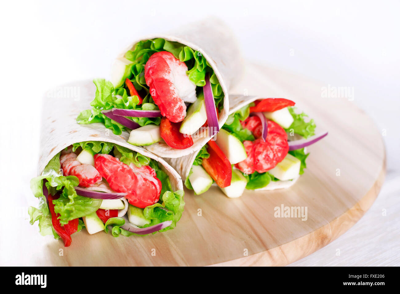 Healthy Vegetarian Salad Tortilla wraps Stock Photo