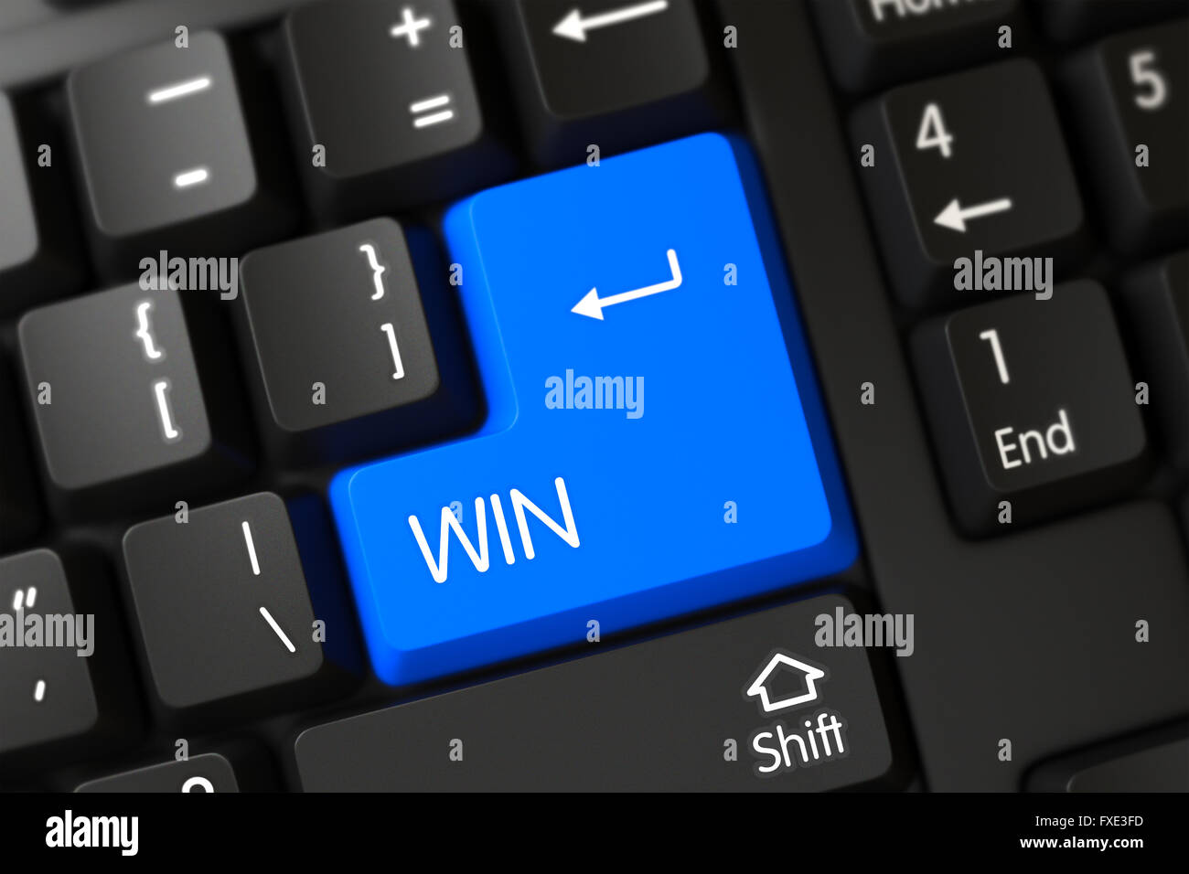 Keyboard with Blue Key - Win Stock Photo - Alamy
