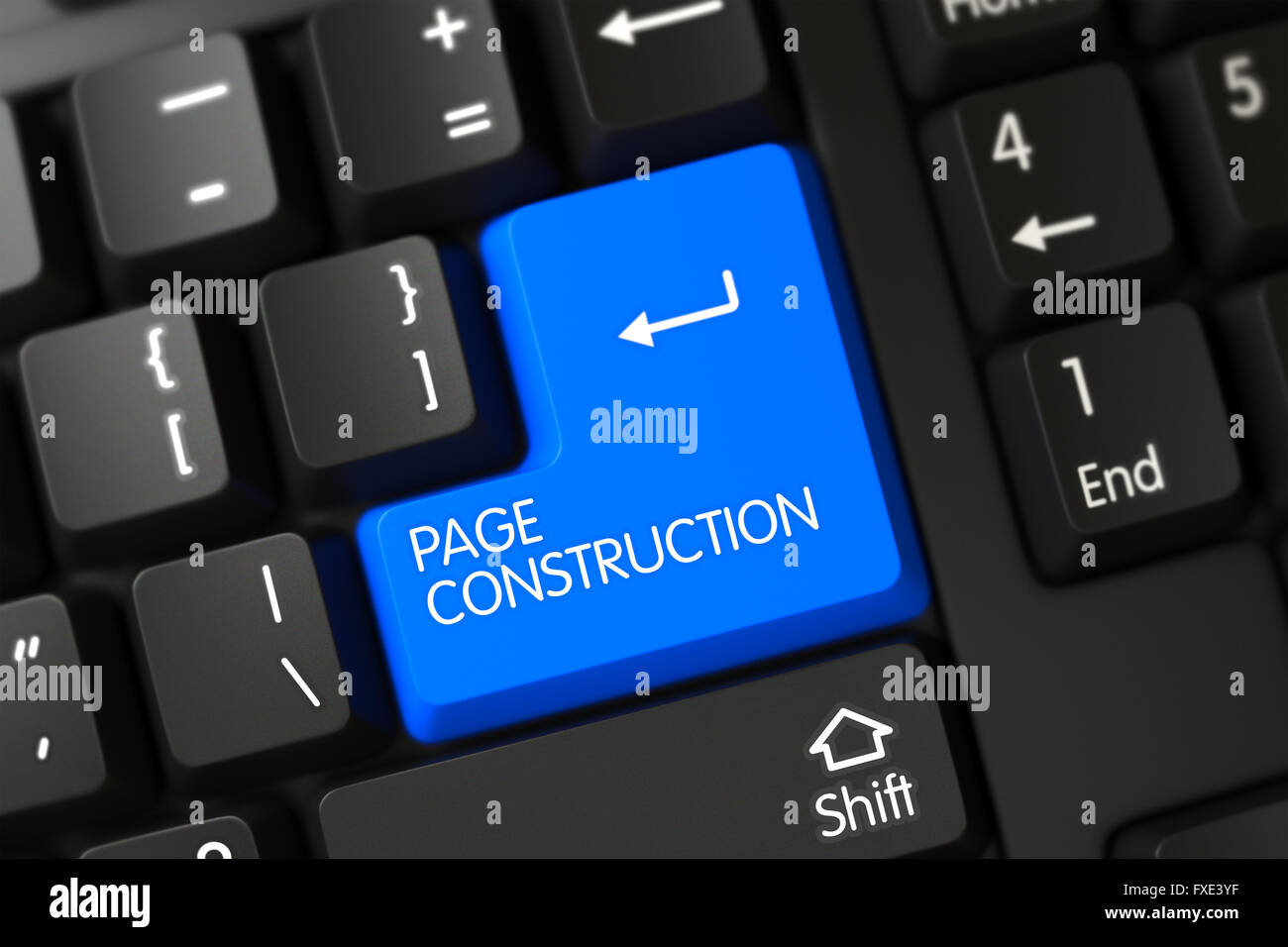Blue Page Construction Button on Keyboard. Stock Photo