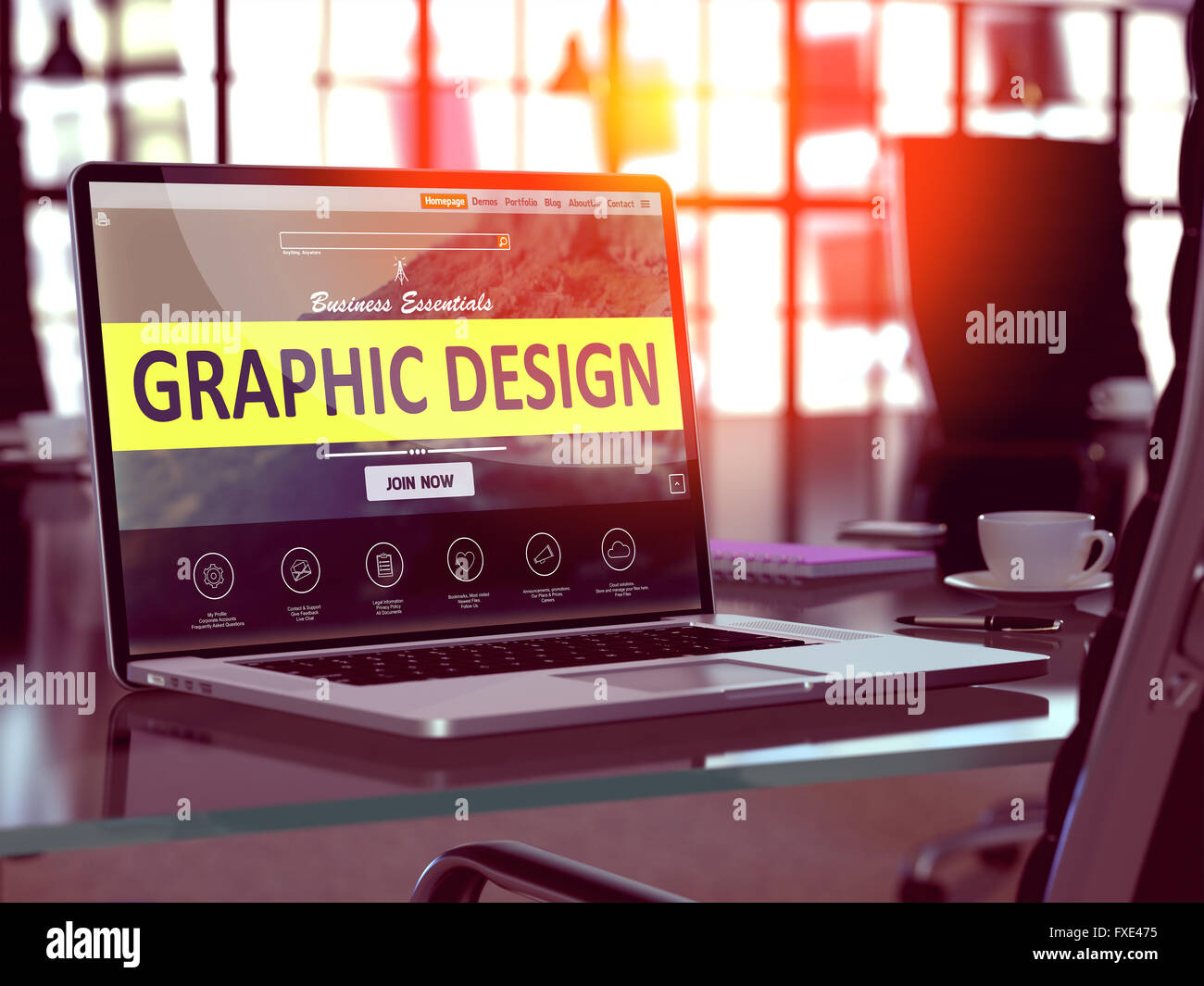Graphic Design Concept on Laptop Screen. Stock Photo