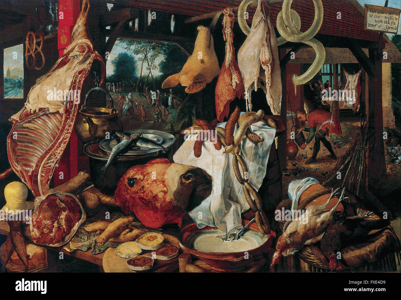 Pieter Aertsen, Studio - Still Life with Meat and the Holy Family - Fundación Banco Santander Stock Photo