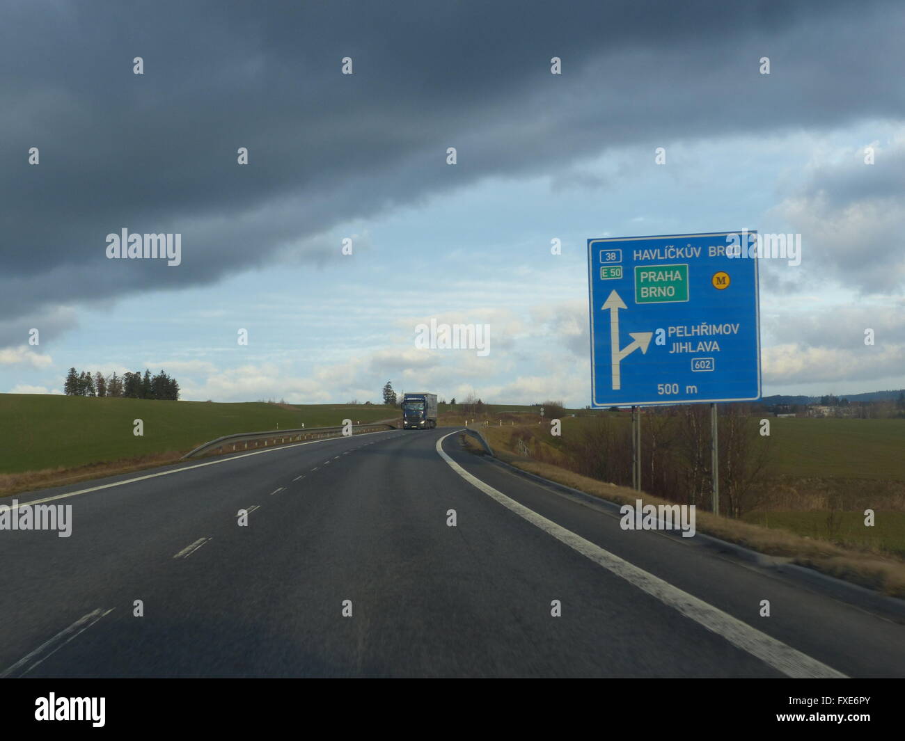 Highway direction sign Stock Photo