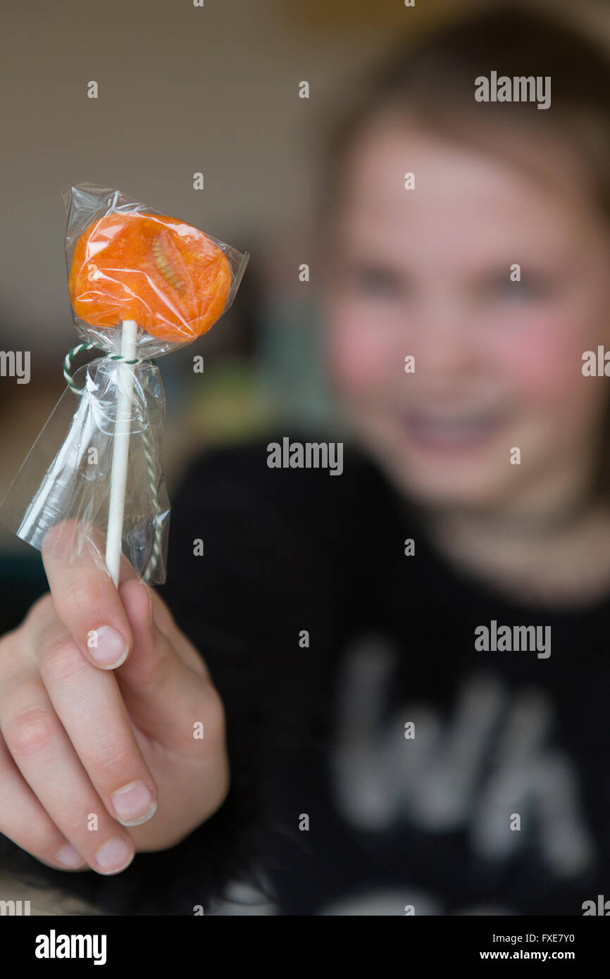 lollypop with insects (mealworm) inside Stock Photo Alamy