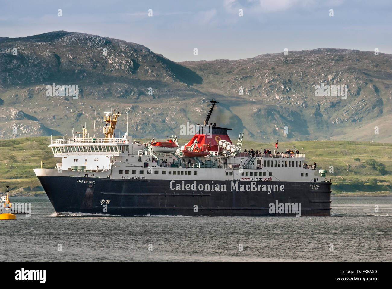 Caledonian MacBrayne car ferry the Isle of Mull in Oban harbour. Argyll. Scotland. Stock Photo
