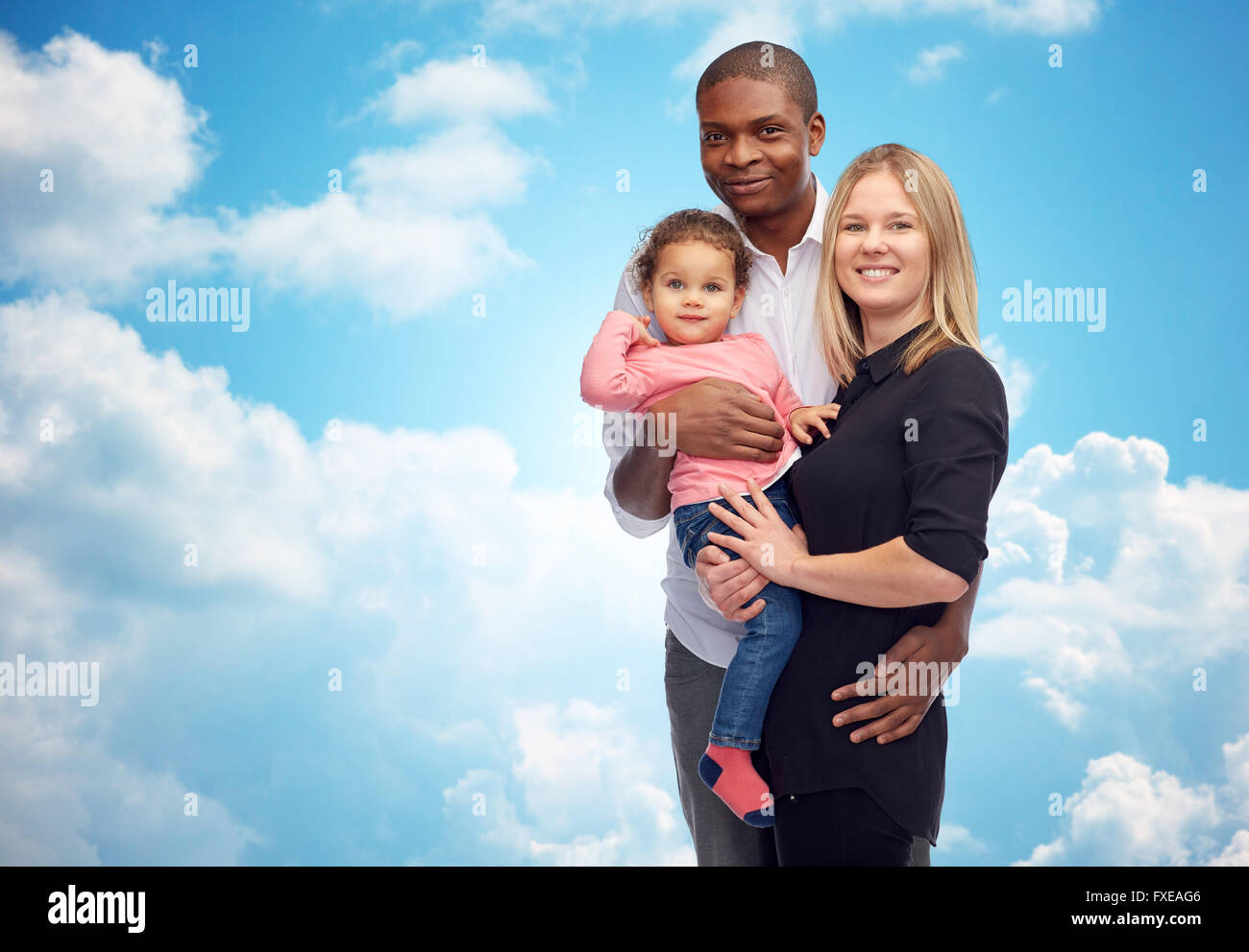 happy multiracial family with little child Stock Photo