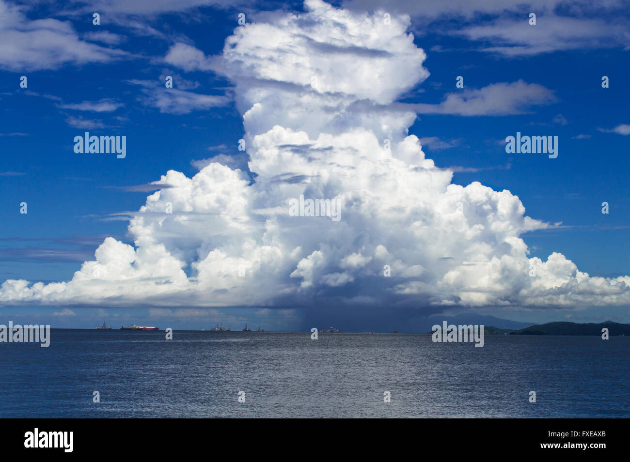 Mushroom cloud over the ocean Stock Photo