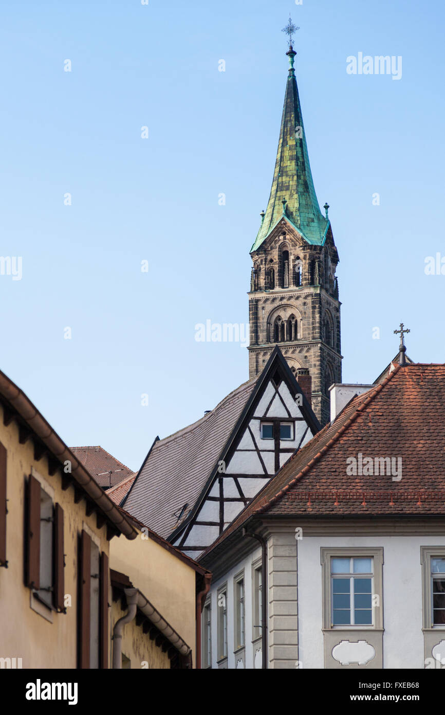One tower of the dome in Bamberg Stock Photo