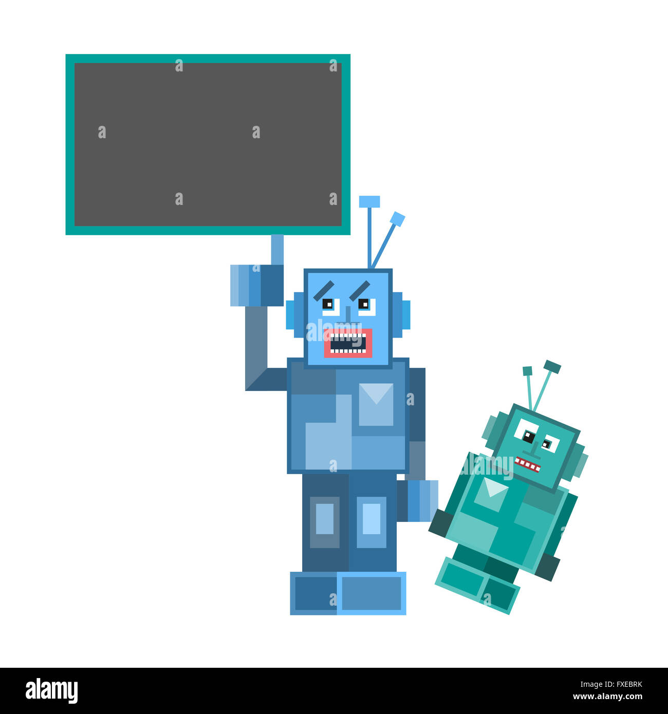 Talking Robot. Illustration from funny doodles set Stock Photo