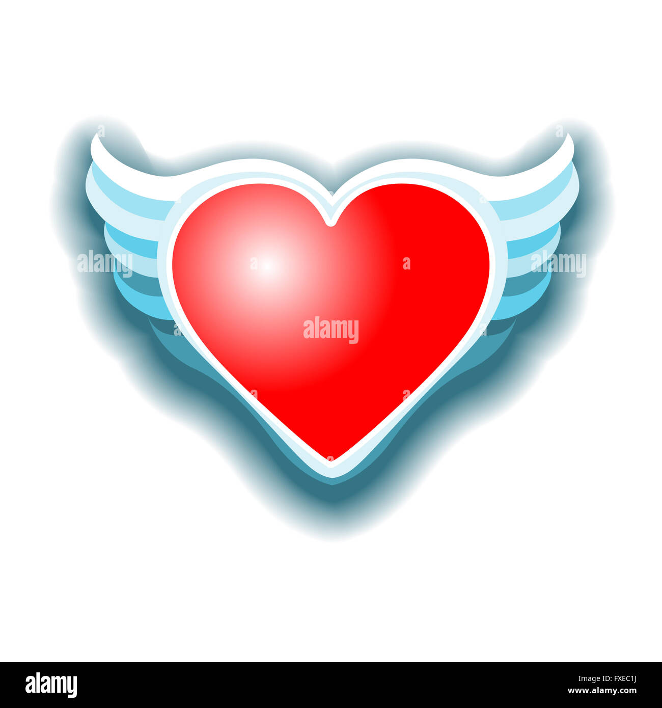 The Valentines day heart with wings Vektor Stock Photo