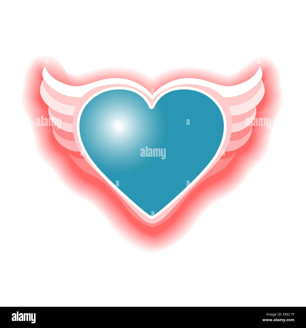 The Valentines day heart with wings Vektor Stock Photo