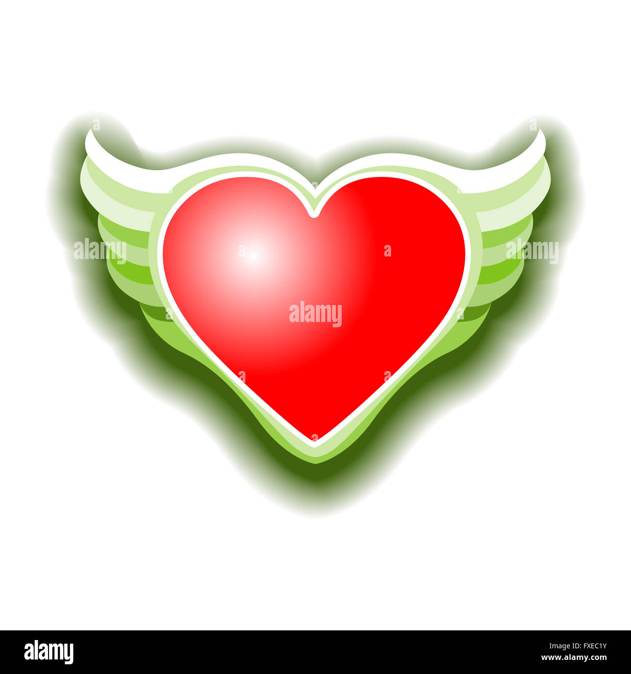 The Valentines day heart with wings Vektor Stock Photo - Alamy