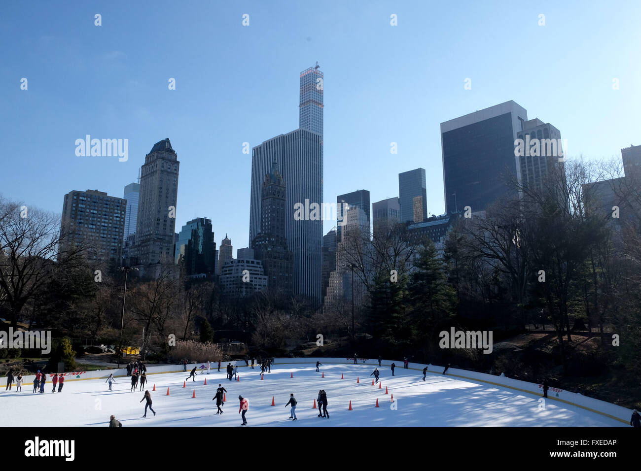 Ice Skating in Central Park in New York, USA. Stock Photo