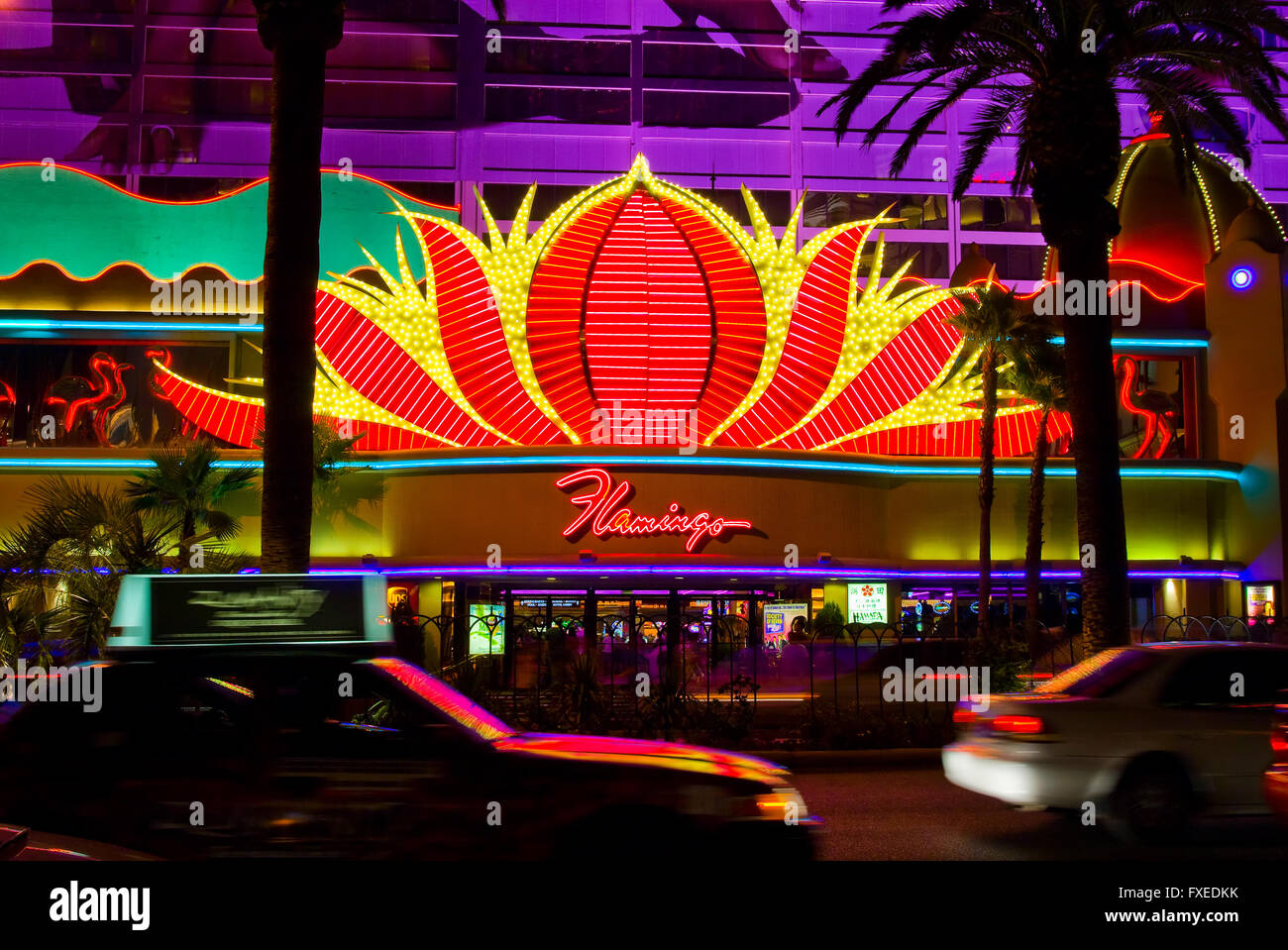Flamingo Casino in Las Vegas at night Stock Photo