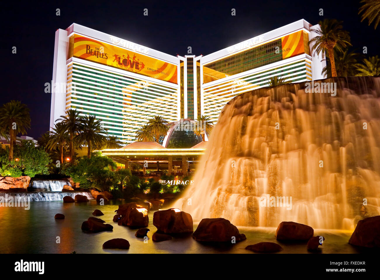 The Mirage Hotel and Casino at night Stock Photo - Alamy