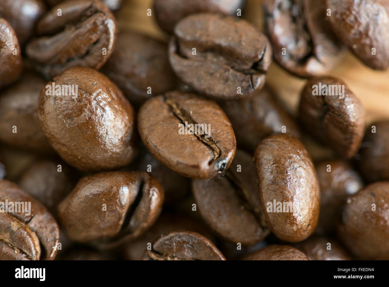 Close-up of several whole roast Espresso coffee beans Stock Photo