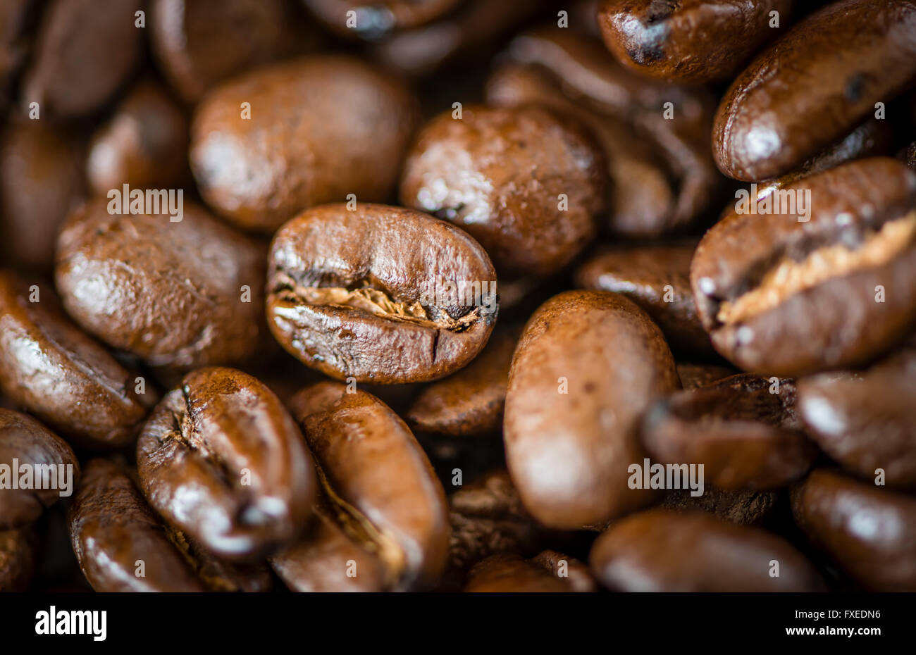 Close-up of many roast Espresso coffee beans. Whole beans Stock Photo