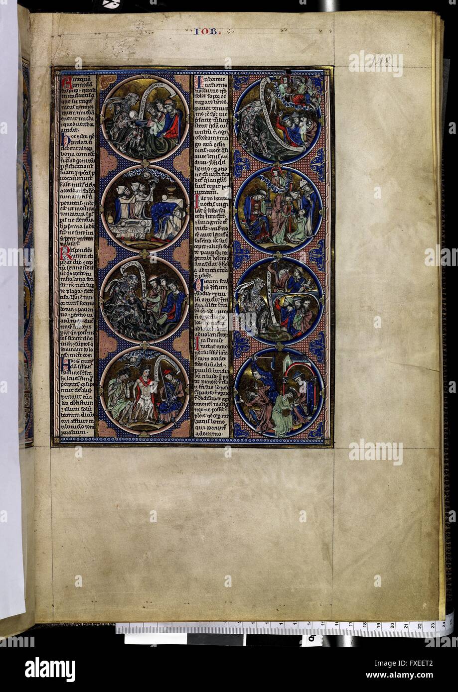Cod. 1179, fol. 148r: Bible moralisée: Szenen zum Buch Hiob Stock Photo