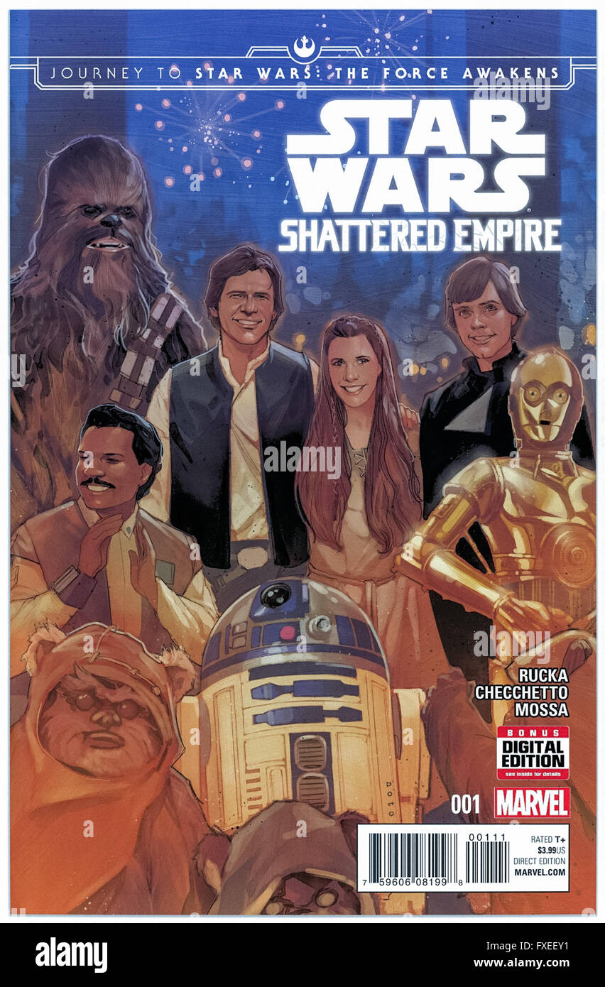 Star Wars: Shattered Empire’ Issue 1, 9 September 2015 published by Marvel Comics; front cover artwork by Marco Chechetto. Stock Photo