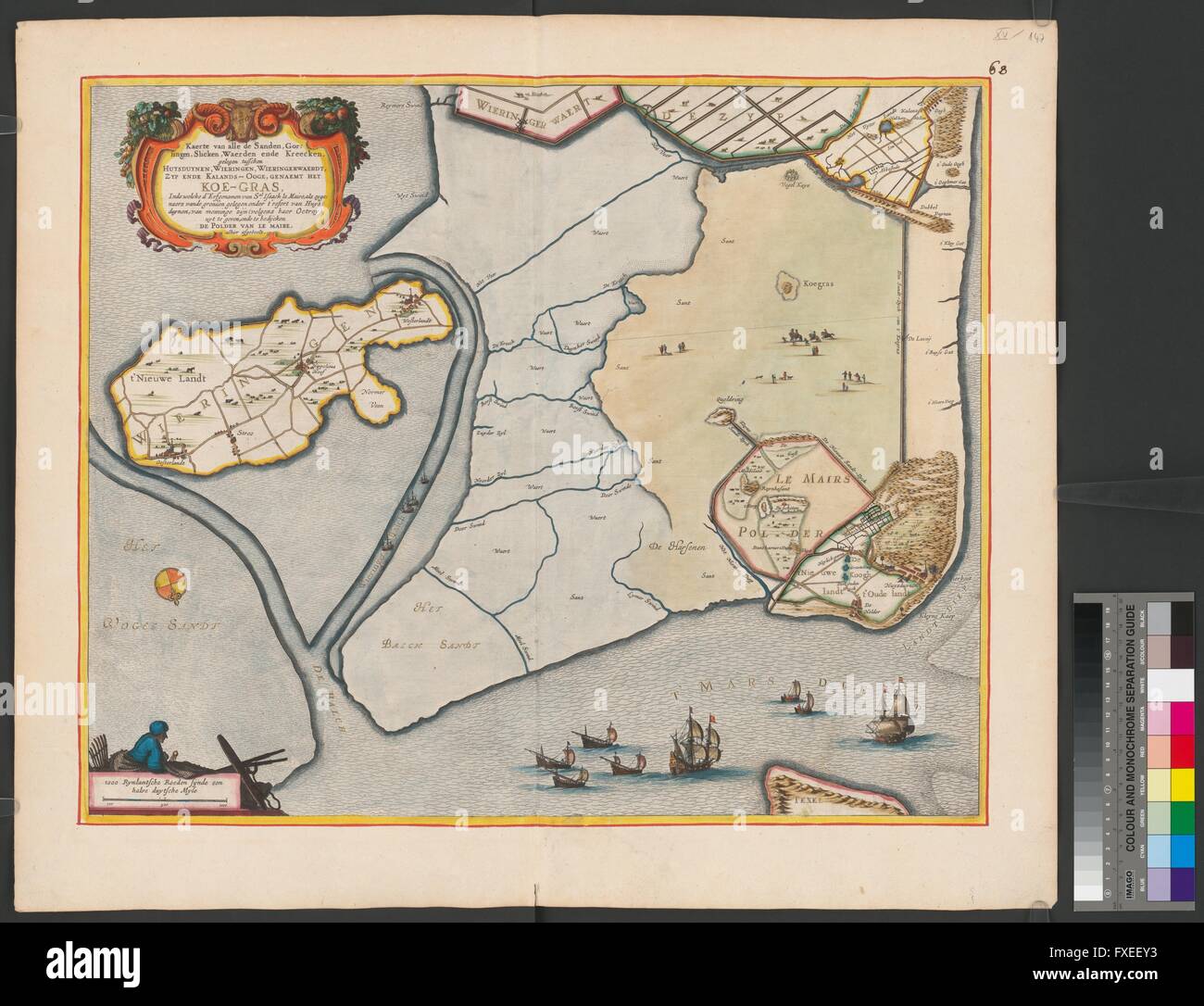 Landkarte von Koegras und dem geplanten Polder Le Maire Stock Photo