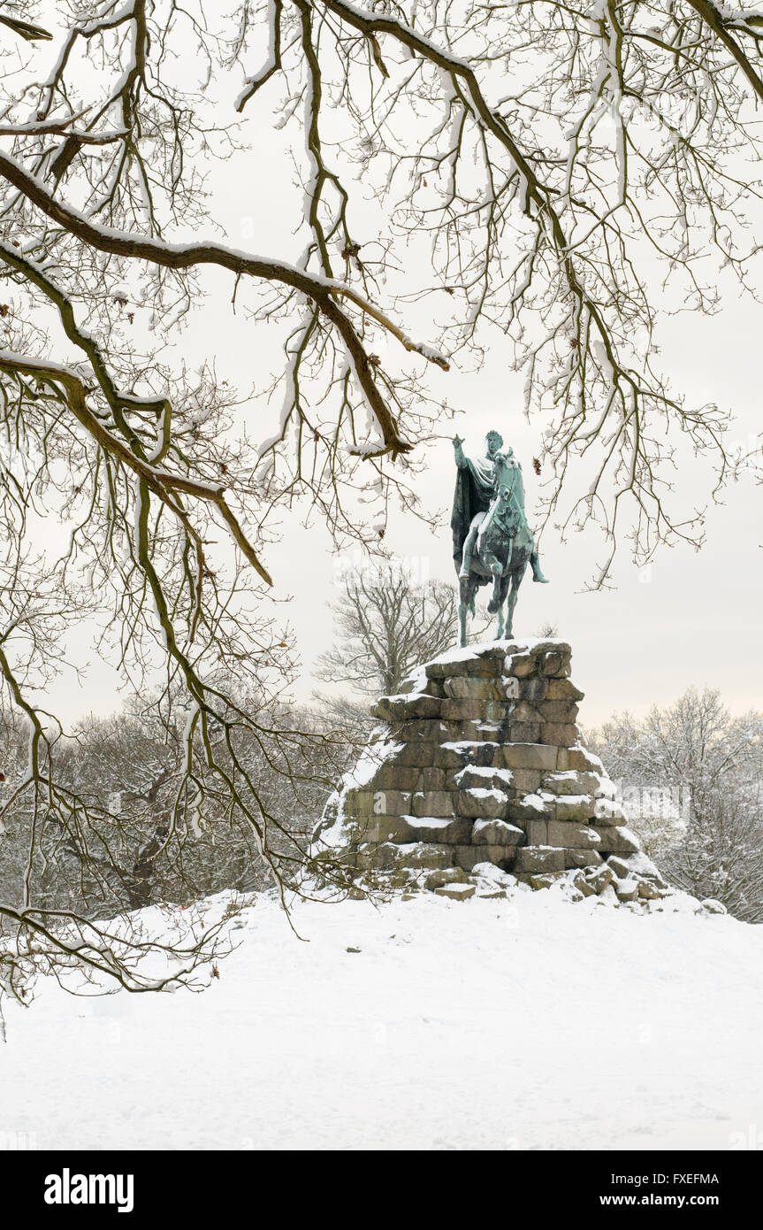 Statue of King George III riding a horse in Windsor Great Park, Berkshire, England, UK Stock Photo