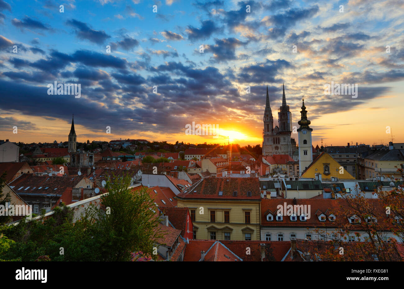 Sunrise in Zagreb city, Croatia Stock Photo Alamy