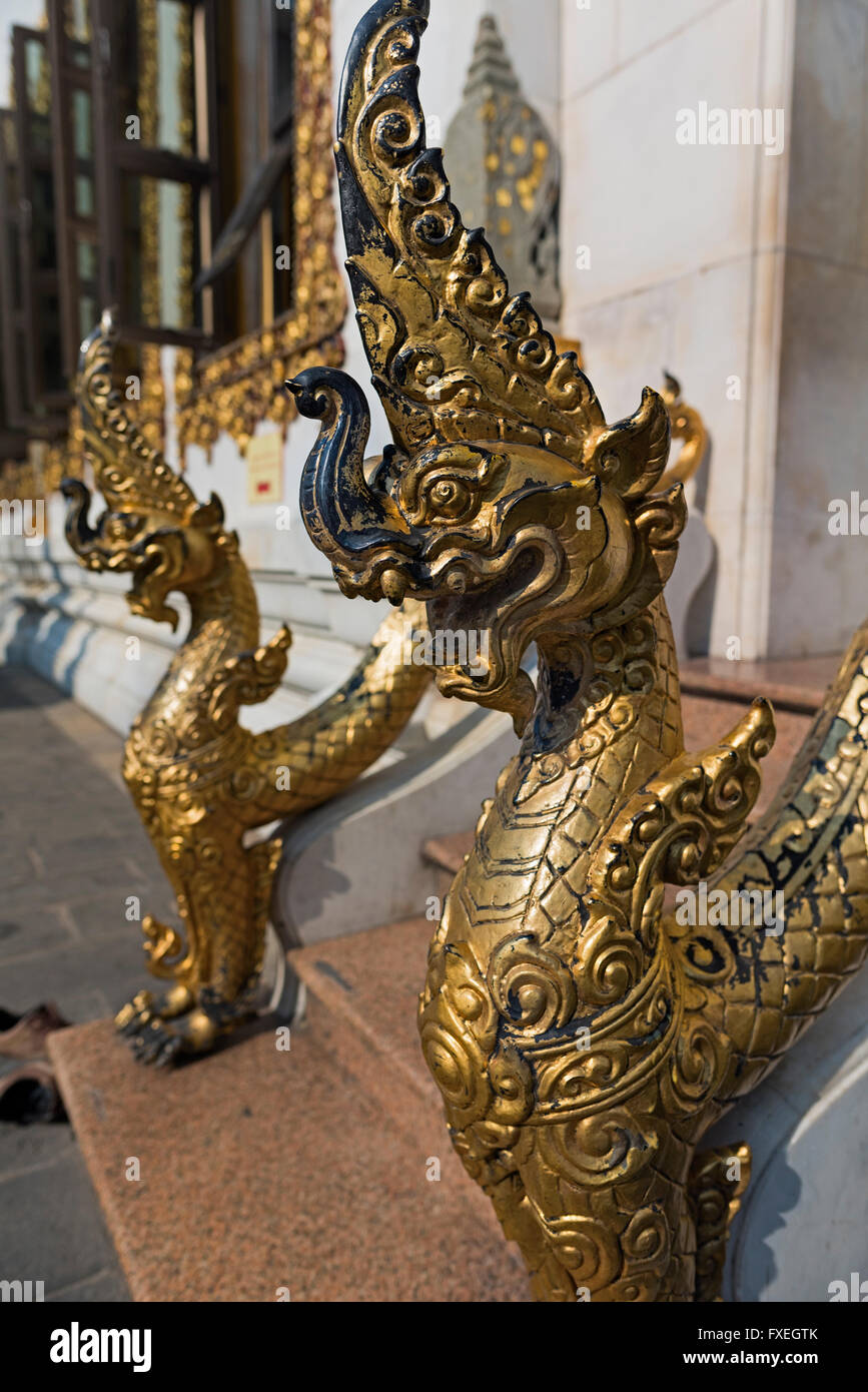 Golden dragons Wat Bowonniwet Banglamphu Bangkok Thailand Stock Photo