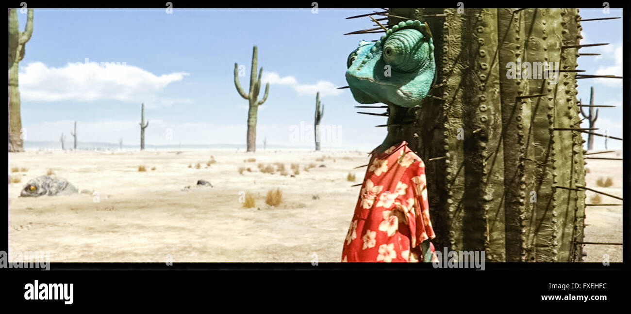 'Rango' (2011) animation directed by Gore Verbinski, still showing Rango trying to hide to escape a bird of prey. Credit: BFA / Paramount Pictures Stock Photo