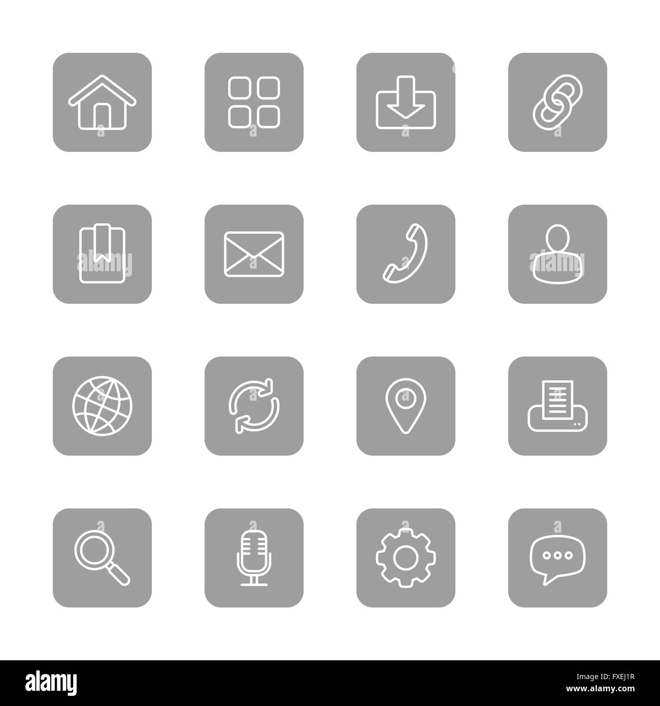 [JPEG] line web icon set on gray rounded rectangle for web, UI ...