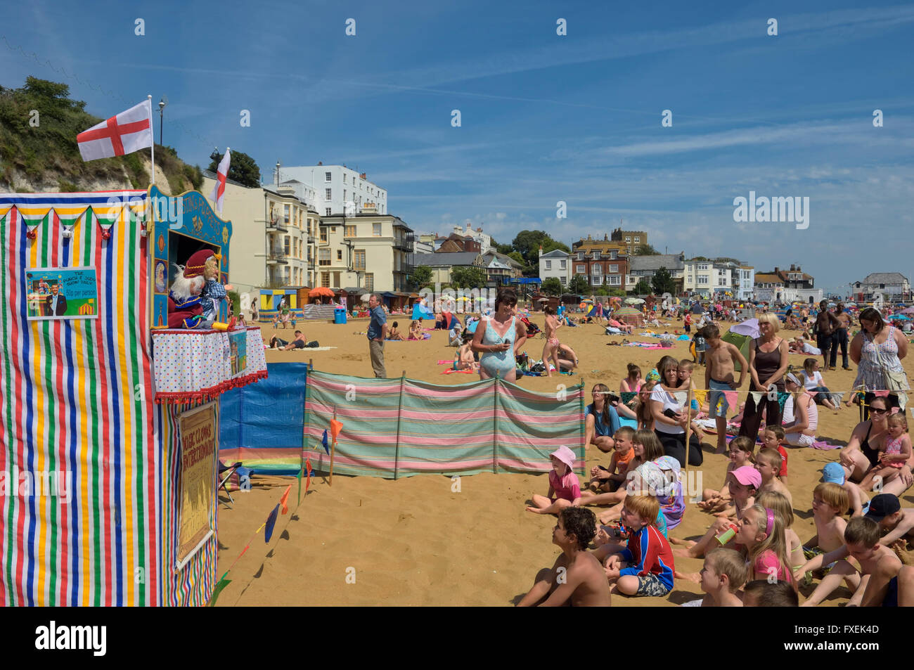 Show children entertainment punch judy puppets puppeteer puppet british seaside hires stock